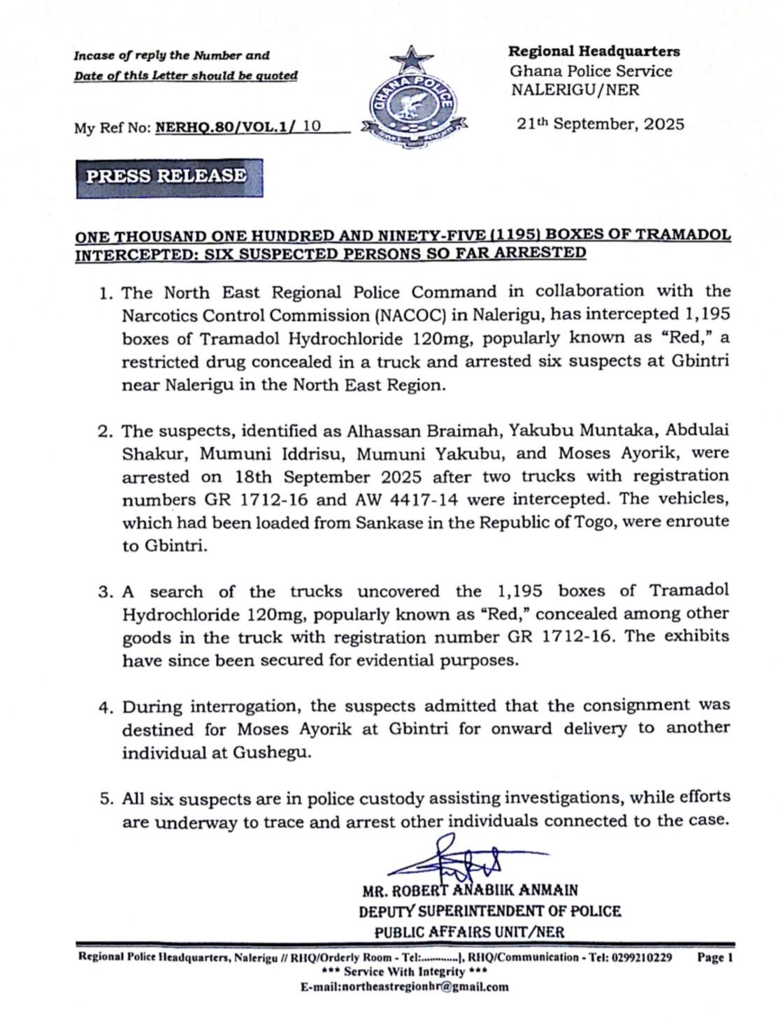 Police Intercepts Tramadol