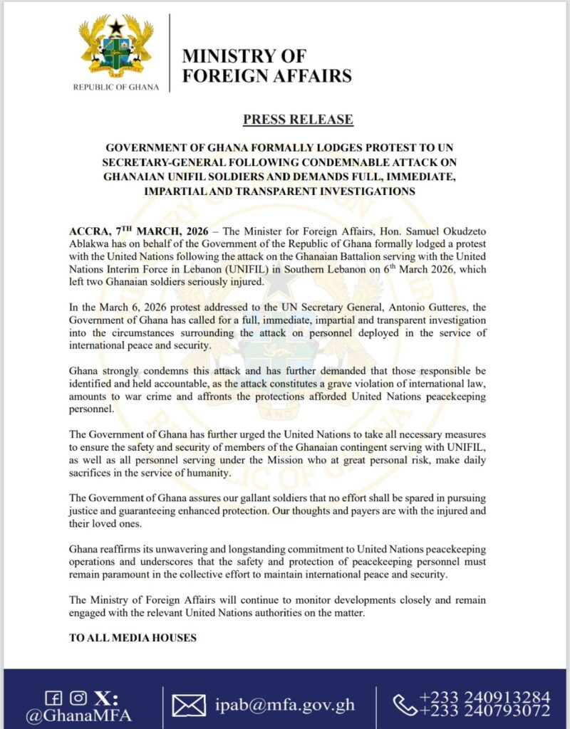 Ghana Officially Protests To U.N