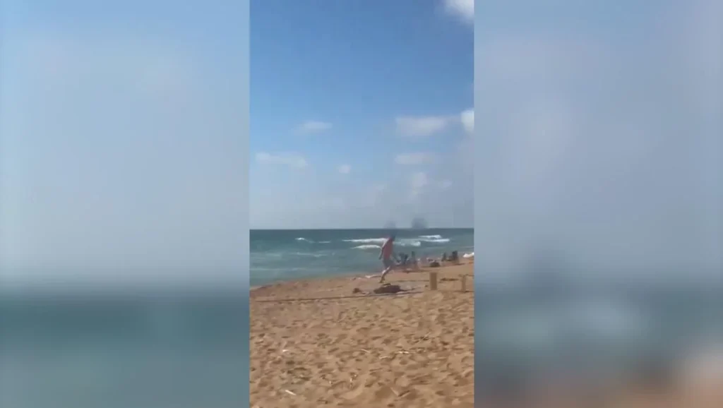 Bombs Fall Into Mediterranean Sea